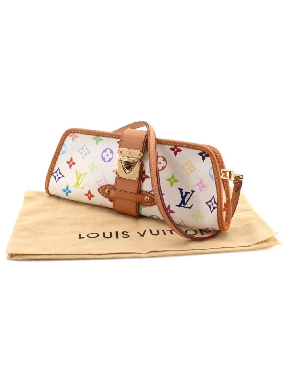 Louis Vuitton Monogram Multicolor Charlie 2-Way Shoulder Clutch Blanc